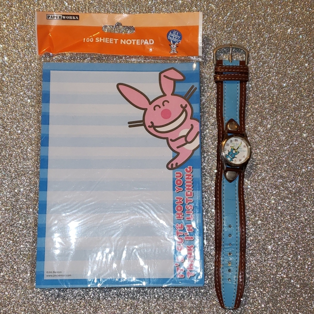 It's Happy Bunny notepad and Watch